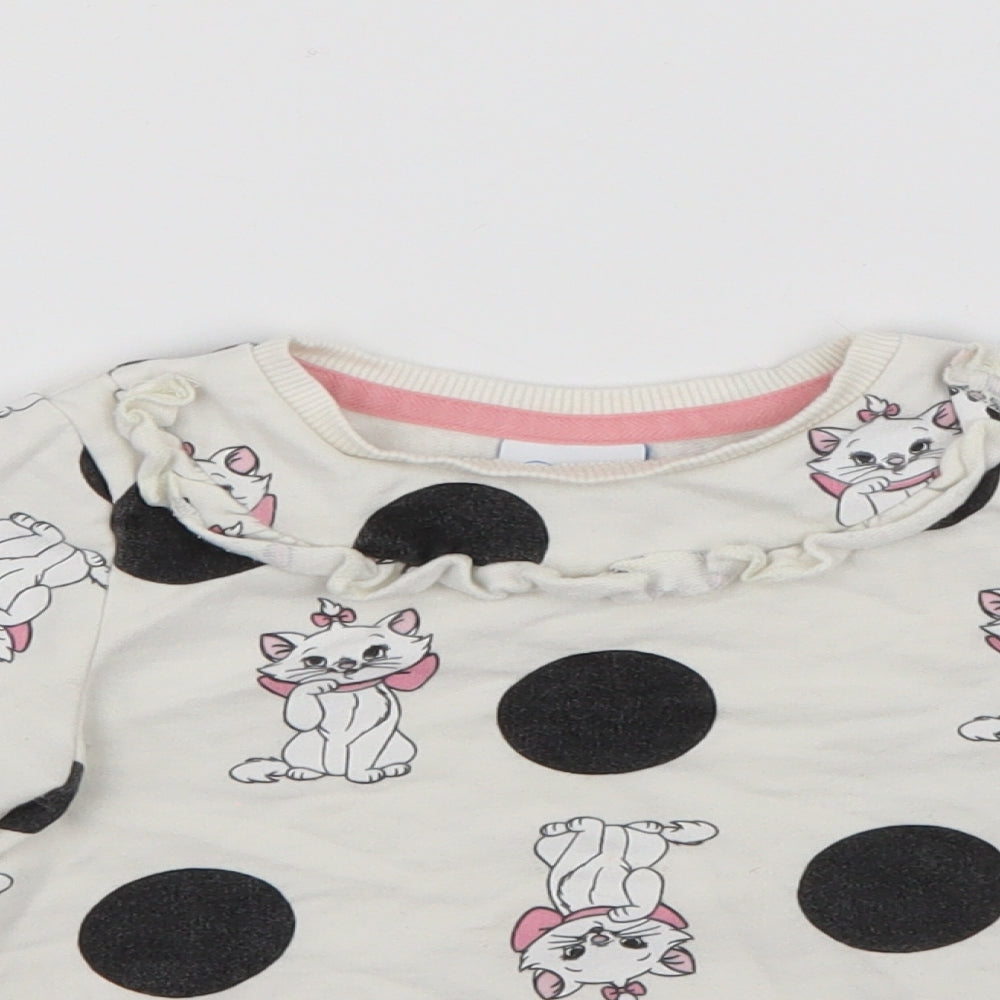 George Girls White Polka Dot Cotton Pullover Jumper Size 18-24 Months   - Aristrocats