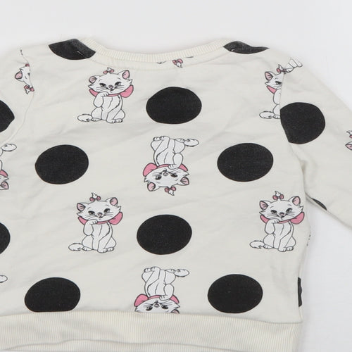 George Girls White Polka Dot Cotton Pullover Jumper Size 18-24 Months   - Aristrocats