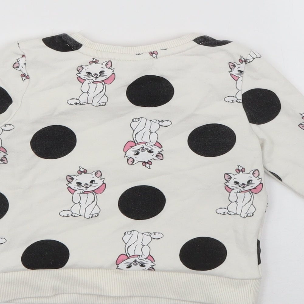 George Girls White Polka Dot Cotton Pullover Jumper Size 18-24 Months   - Aristrocats