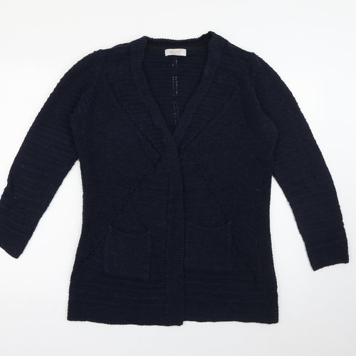 Marks and Spencer Womens Blue V-Neck  Cotton Cardigan Jumper Size 14