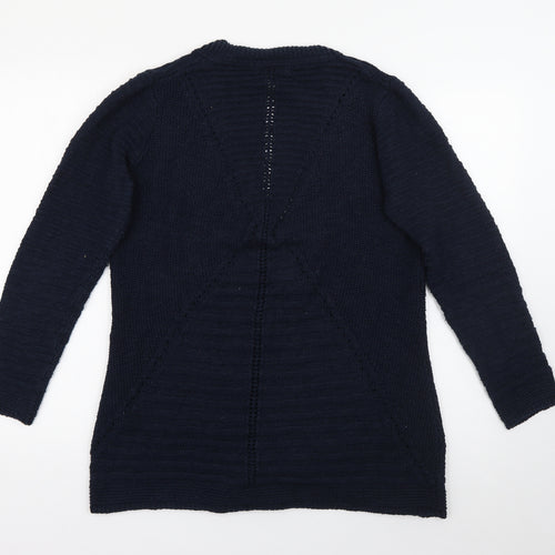 Marks and Spencer Womens Blue V-Neck  Cotton Cardigan Jumper Size 14