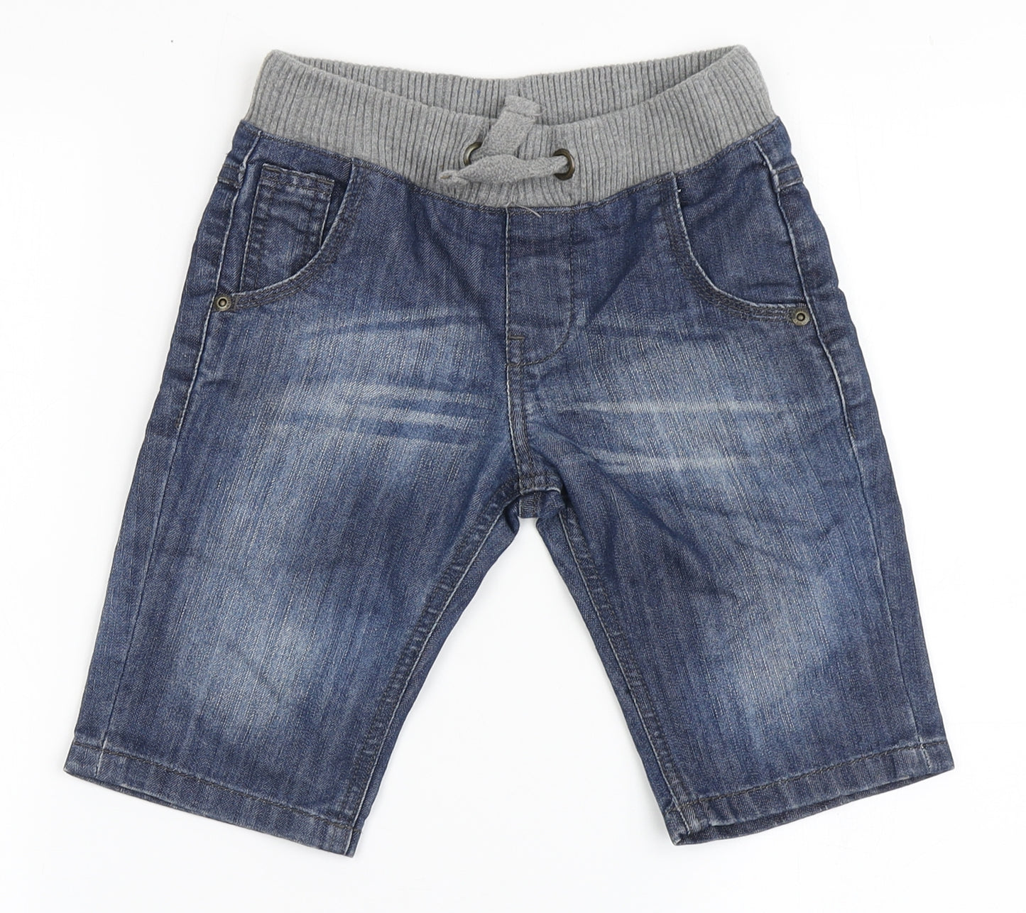 Marks and Spencer Boys Blue  Cotton Bermuda Shorts Size 5-6 Years  Regular Drawstring