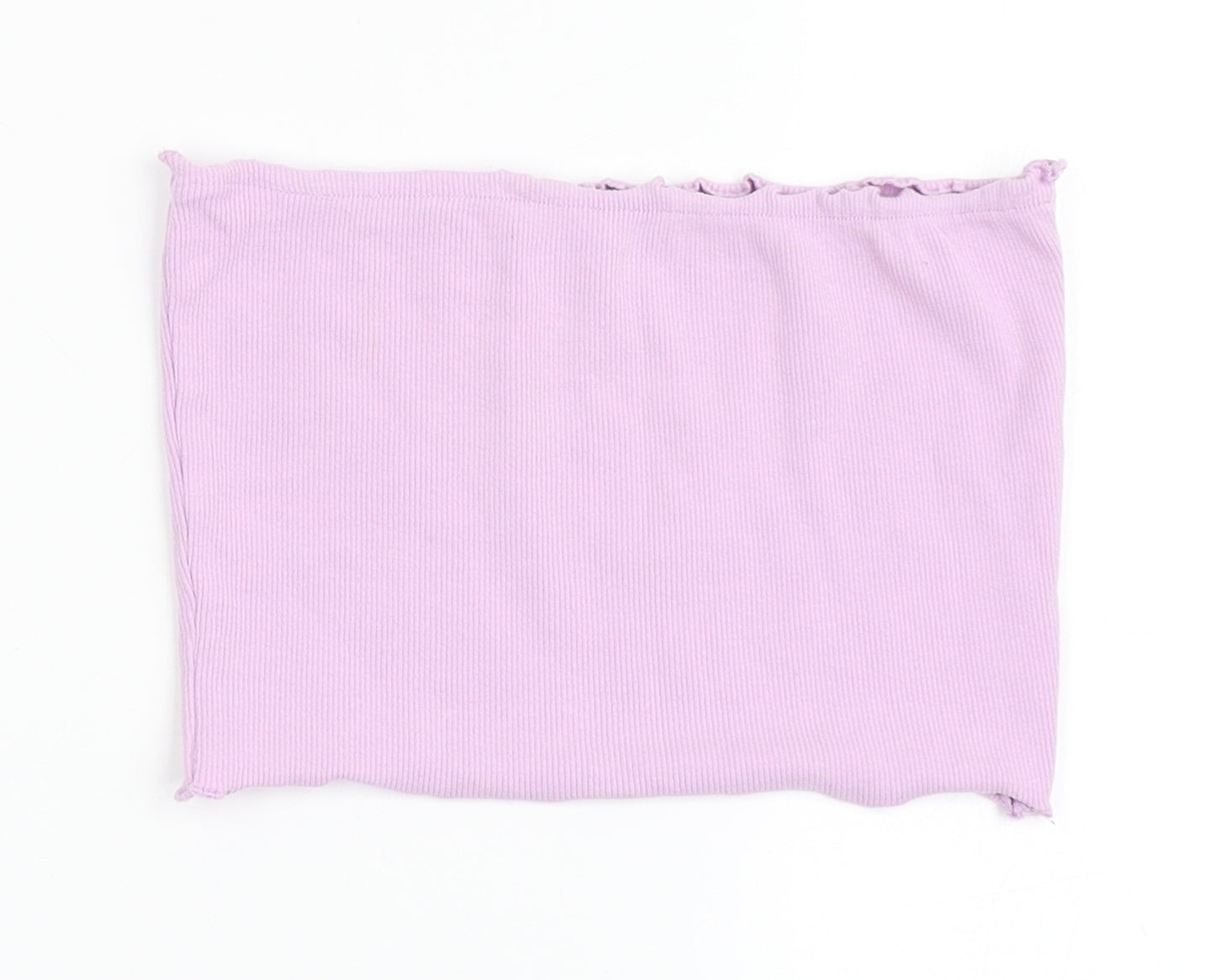 Candy Couture Girls Purple  Cotton Cropped T-Shirt Size 13 Years Off the Shoulder Pullover - Bando, Lettuce Edging