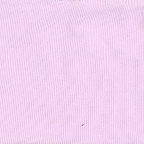 Candy Couture Girls Purple  Cotton Cropped T-Shirt Size 13 Years Off the Shoulder Pullover - Bando, Lettuce Edging