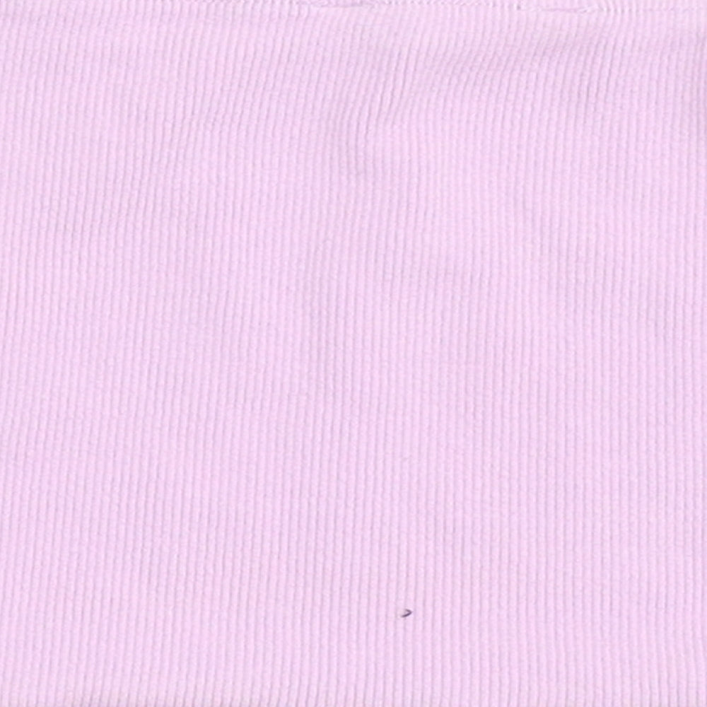 Candy Couture Girls Purple  Cotton Cropped T-Shirt Size 13 Years Off the Shoulder Pullover - Bando, Lettuce Edging