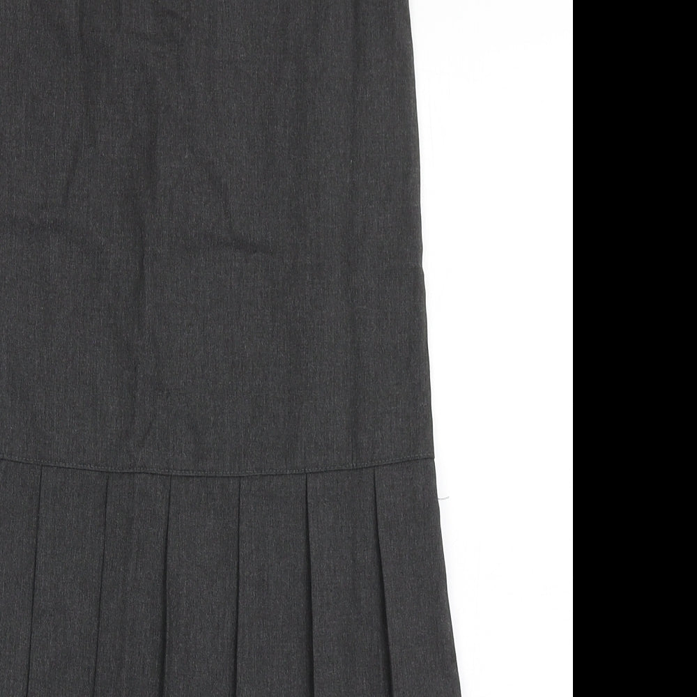 George Girls Grey  Polyester Pinafore/Dungaree Dress  Size 7-8 Years  Scoop Neck Zip - School Wear