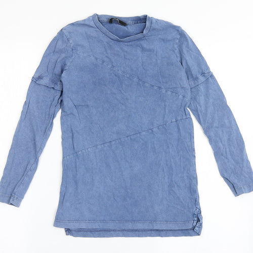 George Boys Blue  100% Cotton Basic T-Shirt Size 8-9 Years Round Neck Pullover