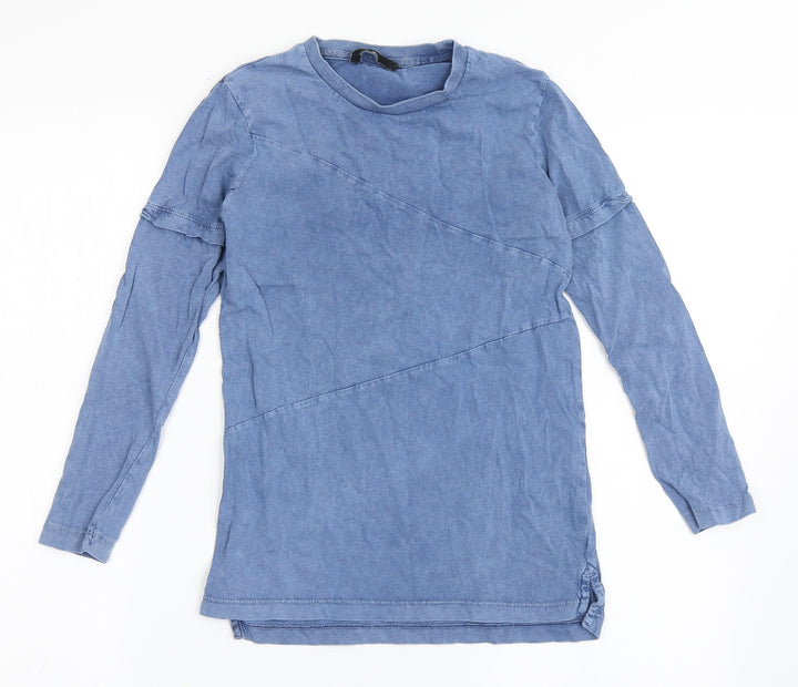 George Boys Blue  100% Cotton Basic T-Shirt Size 8-9 Years Round Neck Pullover