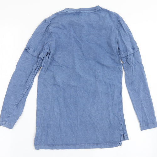 George Boys Blue  100% Cotton Basic T-Shirt Size 8-9 Years Round Neck Pullover