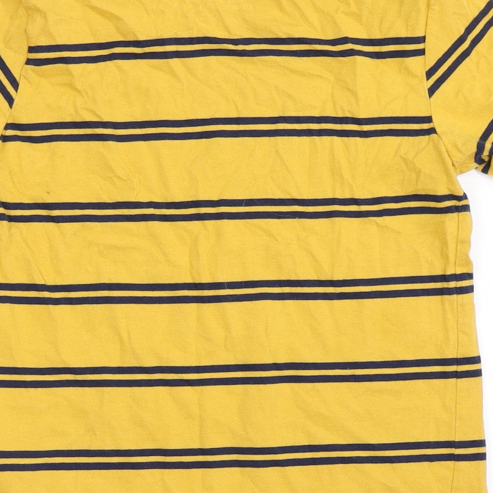 Primark Boys Yellow Striped 100% Cotton Basic T-Shirt Size 8-9 Years Round Neck Pullover