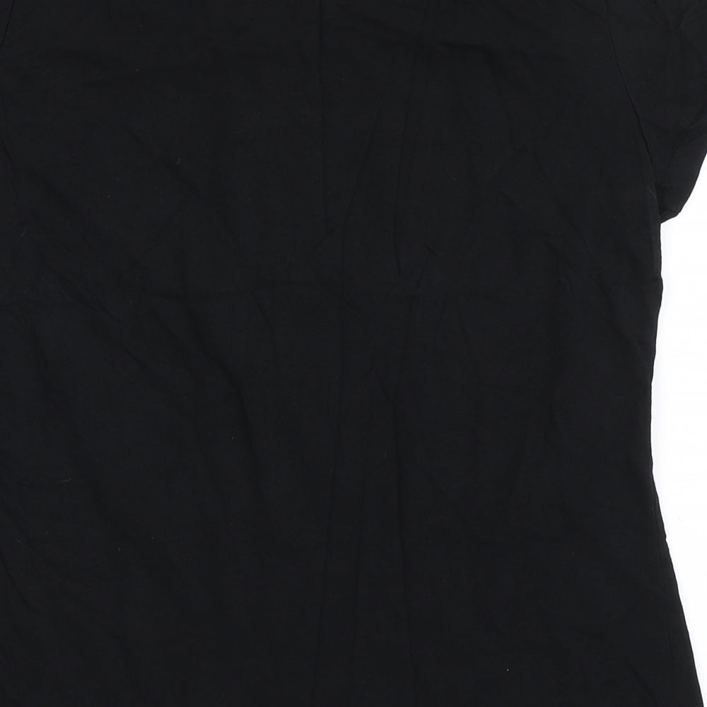 Pep&Co Womens Black  100% Cotton Basic T-Shirt Size L Round Neck