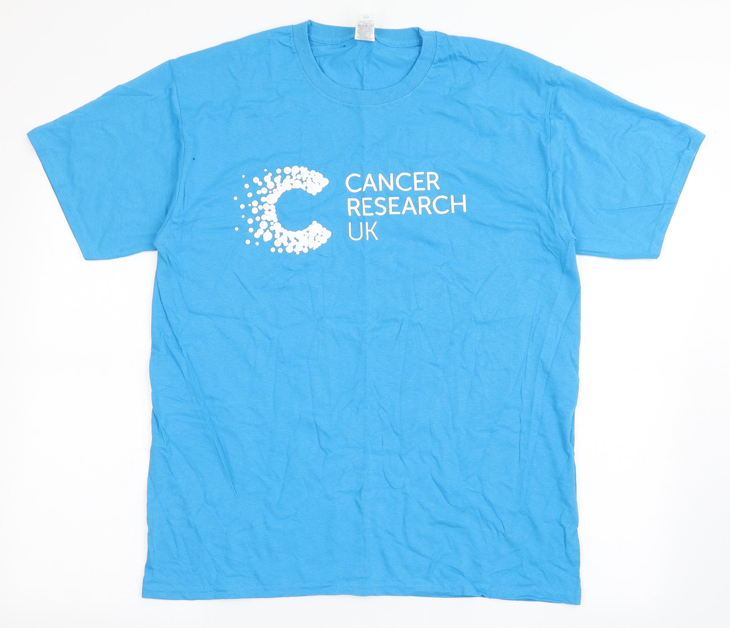 Fruit of the Loom Mens Blue  Cotton  T-Shirt Size L Round Neck  - Cancer Research UK