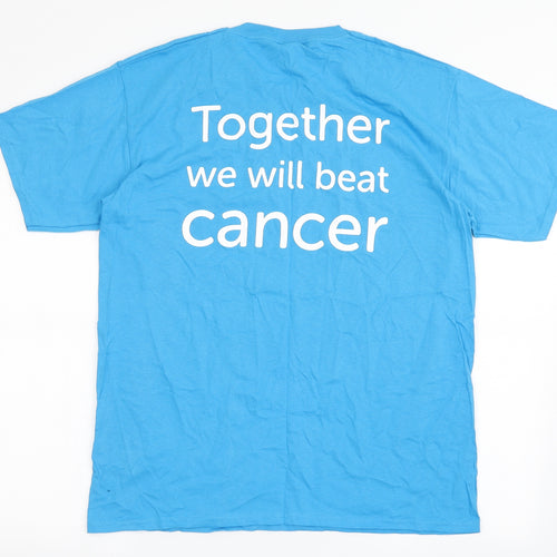 Fruit of the Loom Mens Blue  Cotton  T-Shirt Size L Round Neck  - Cancer Research UK