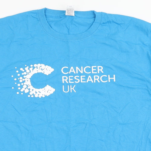 Fruit of the Loom Mens Blue  Cotton  T-Shirt Size L Round Neck  - Cancer Research UK