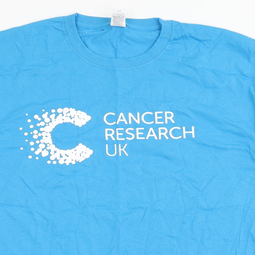 Fruit of the Loom Mens Blue  Cotton  T-Shirt Size L Round Neck  - Cancer Research UK