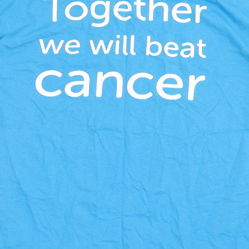 Fruit of the Loom Mens Blue  Cotton  T-Shirt Size L Round Neck  - Cancer Research UK