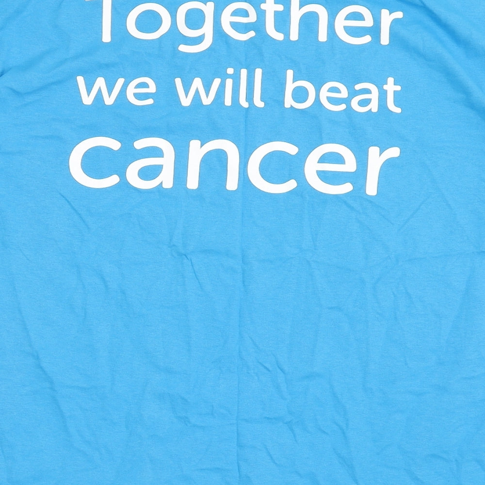 Fruit of the Loom Mens Blue  Cotton  T-Shirt Size L Round Neck  - Cancer Research UK