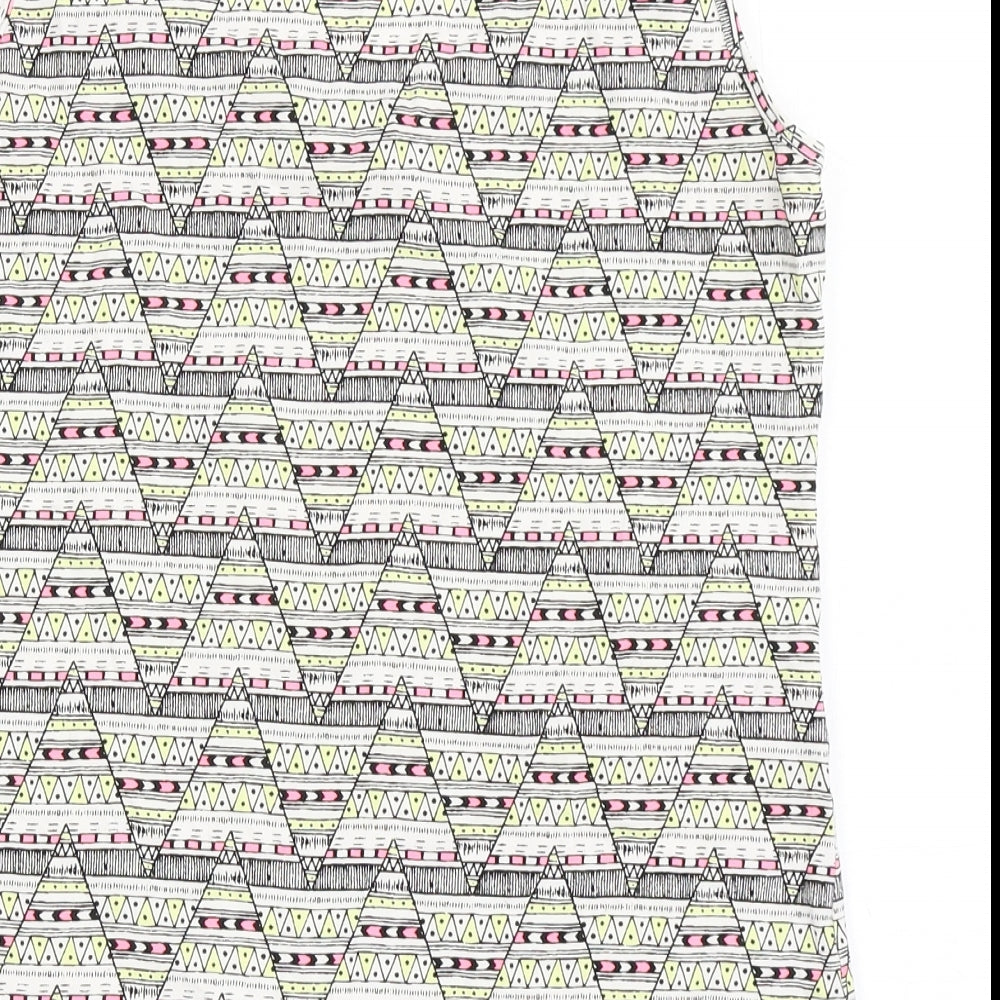 Atmosphere Womens White Geometric Cotton Basic Tank Size 16 Scoop Neck