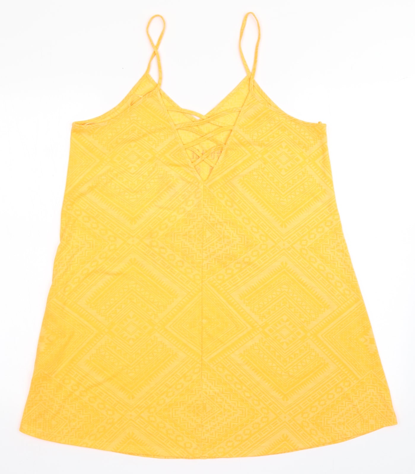 Papaya Womens Orange Geometric Polyester Kaftan  Size 12  V-Neck Pullover - Pineapple