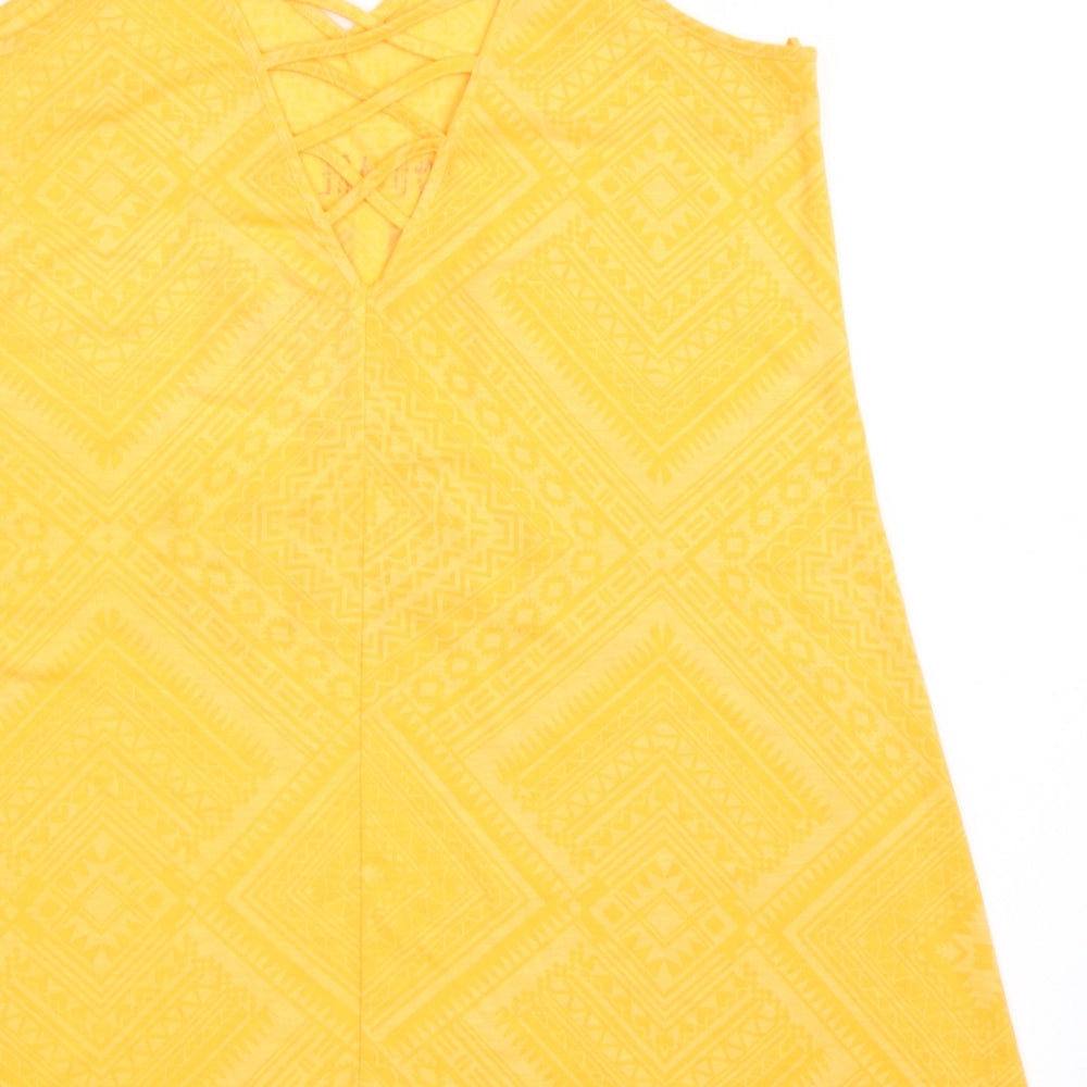 Papaya Womens Orange Geometric Polyester Kaftan  Size 12  V-Neck Pullover - Pineapple