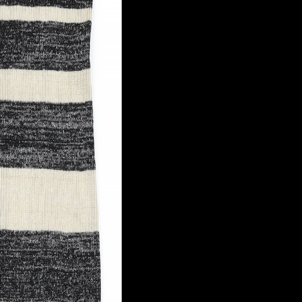LUNYC Womens Black Striped Viscose Bodycon  Size M  High Neck Pullover