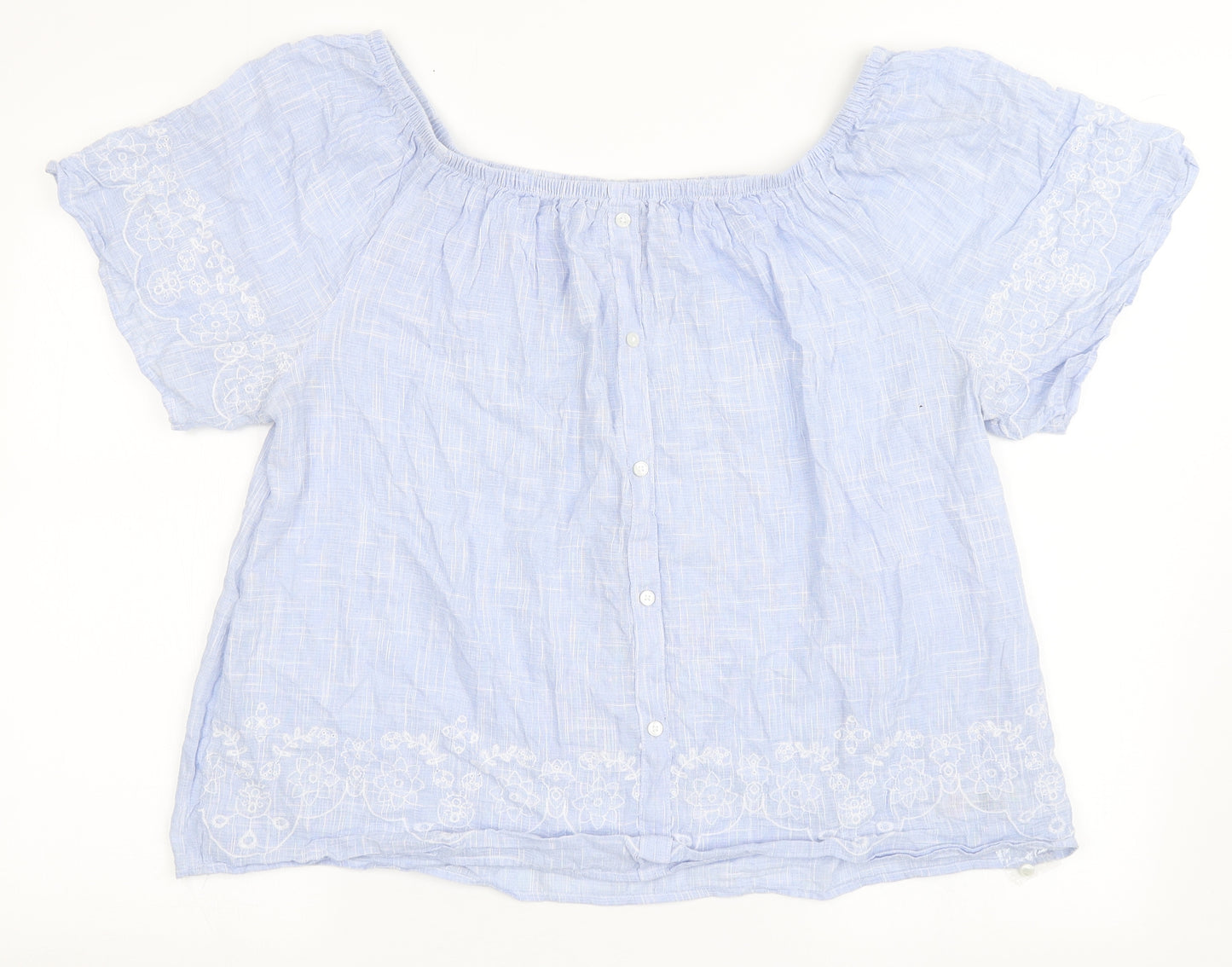 Dunnes Stores Womens Blue  Cotton Basic T-Shirt Size XL Off the Shoulder