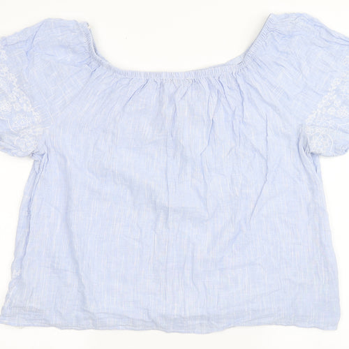 Dunnes Stores Womens Blue  Cotton Basic T-Shirt Size XL Off the Shoulder
