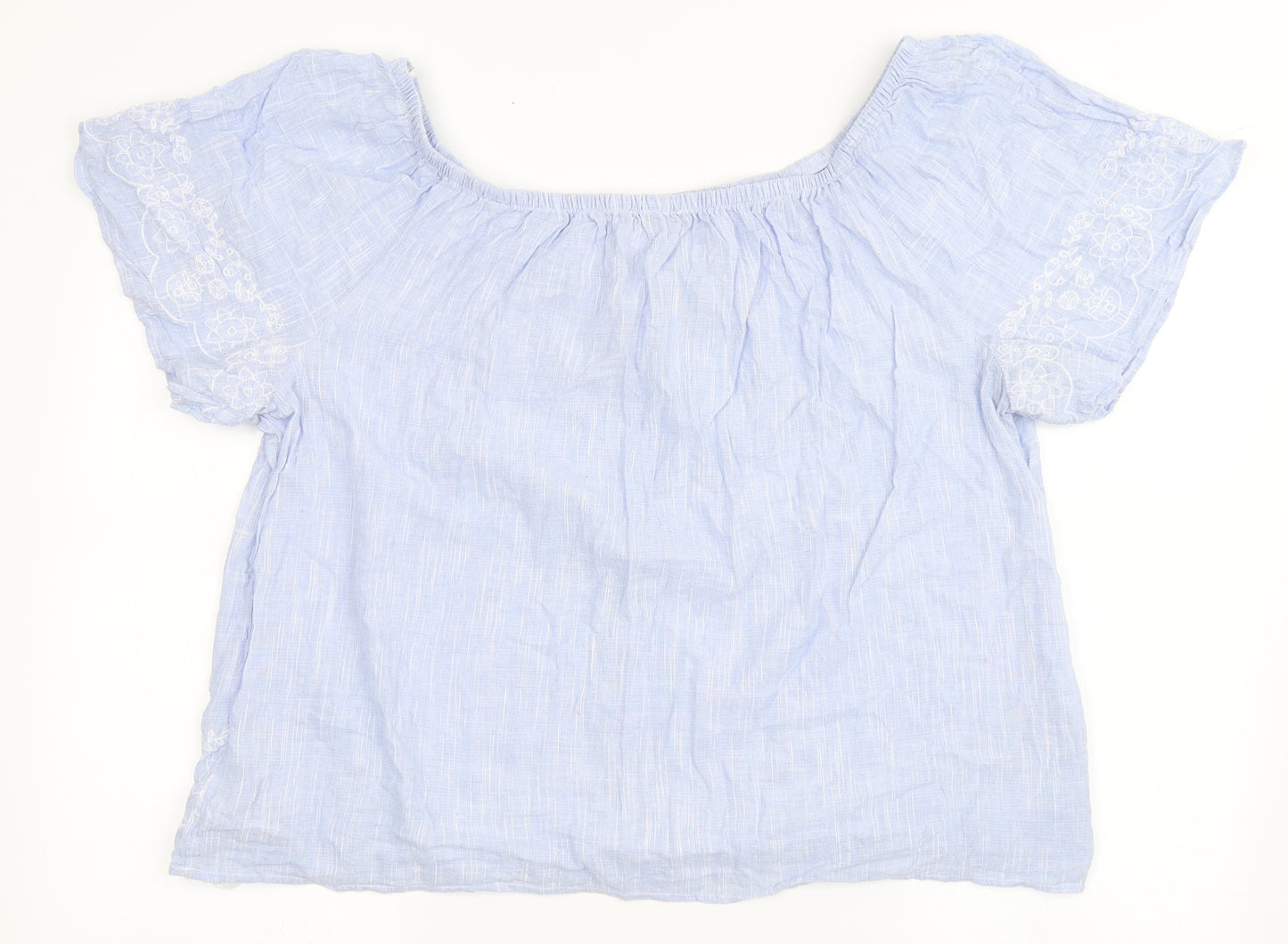 Dunnes Stores Womens Blue  Cotton Basic T-Shirt Size XL Off the Shoulder