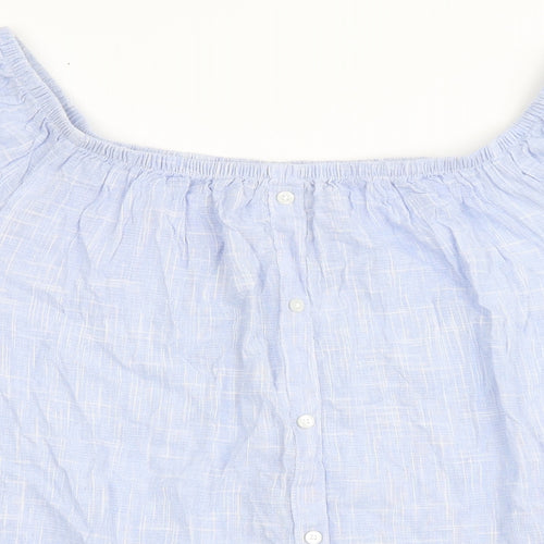Dunnes Stores Womens Blue  Cotton Basic T-Shirt Size XL Off the Shoulder