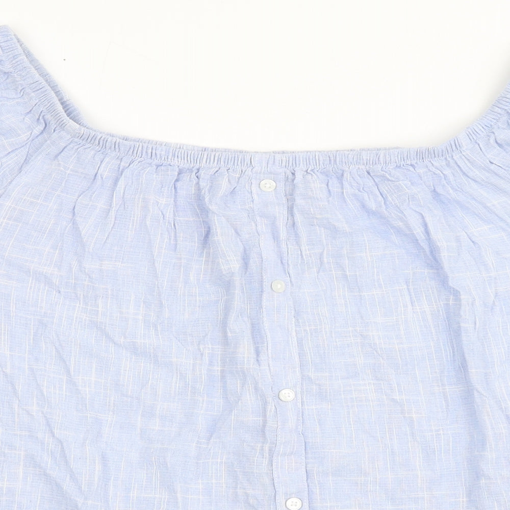 Dunnes Stores Womens Blue  Cotton Basic T-Shirt Size XL Off the Shoulder