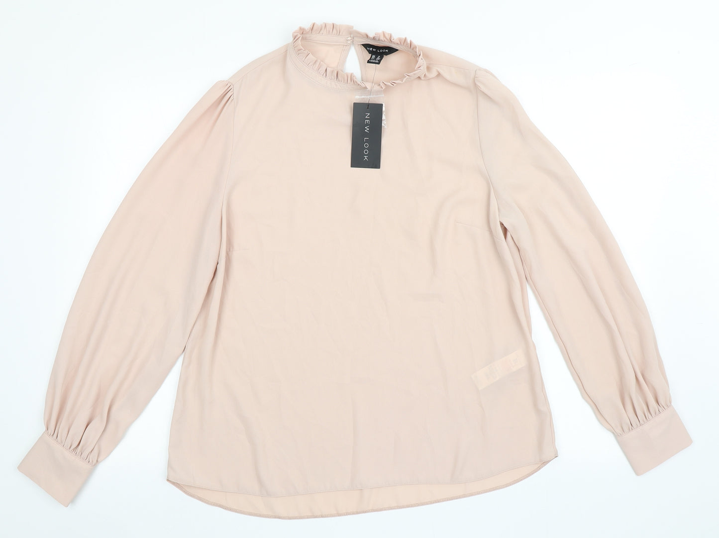 New Look Womens Pink  Polyester Basic Blouse Size 14 High Neck