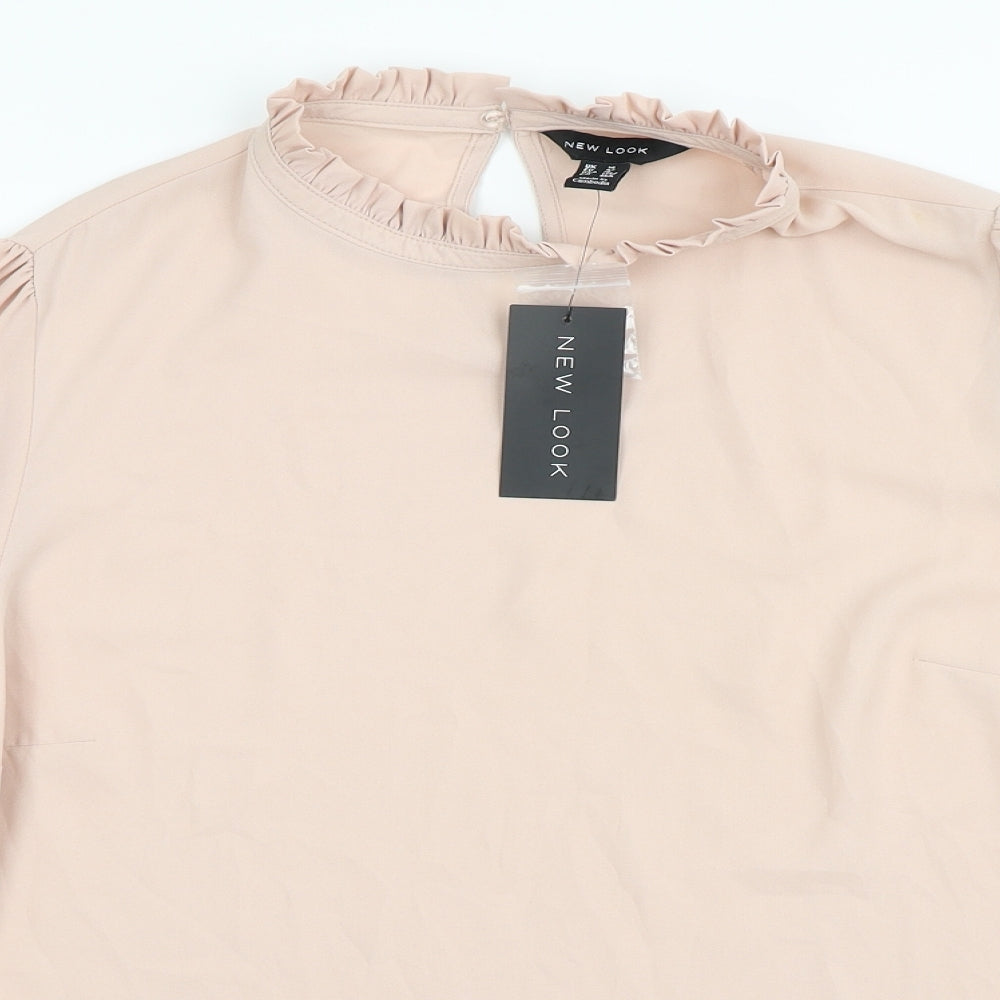 New Look Womens Pink  Polyester Basic Blouse Size 14 High Neck