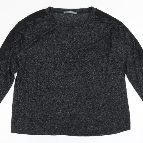 COIN 1804 Womens Black  Polyester Basic T-Shirt Size L Round Neck
