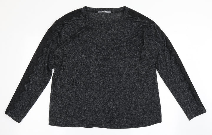 COIN 1804 Womens Black Polyester Basic T-Shirt Size L Round Neck