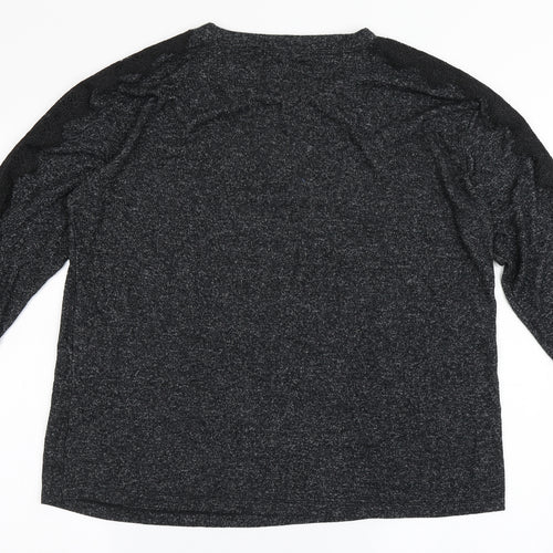 COIN 1804 Womens Black  Polyester Basic T-Shirt Size L Round Neck