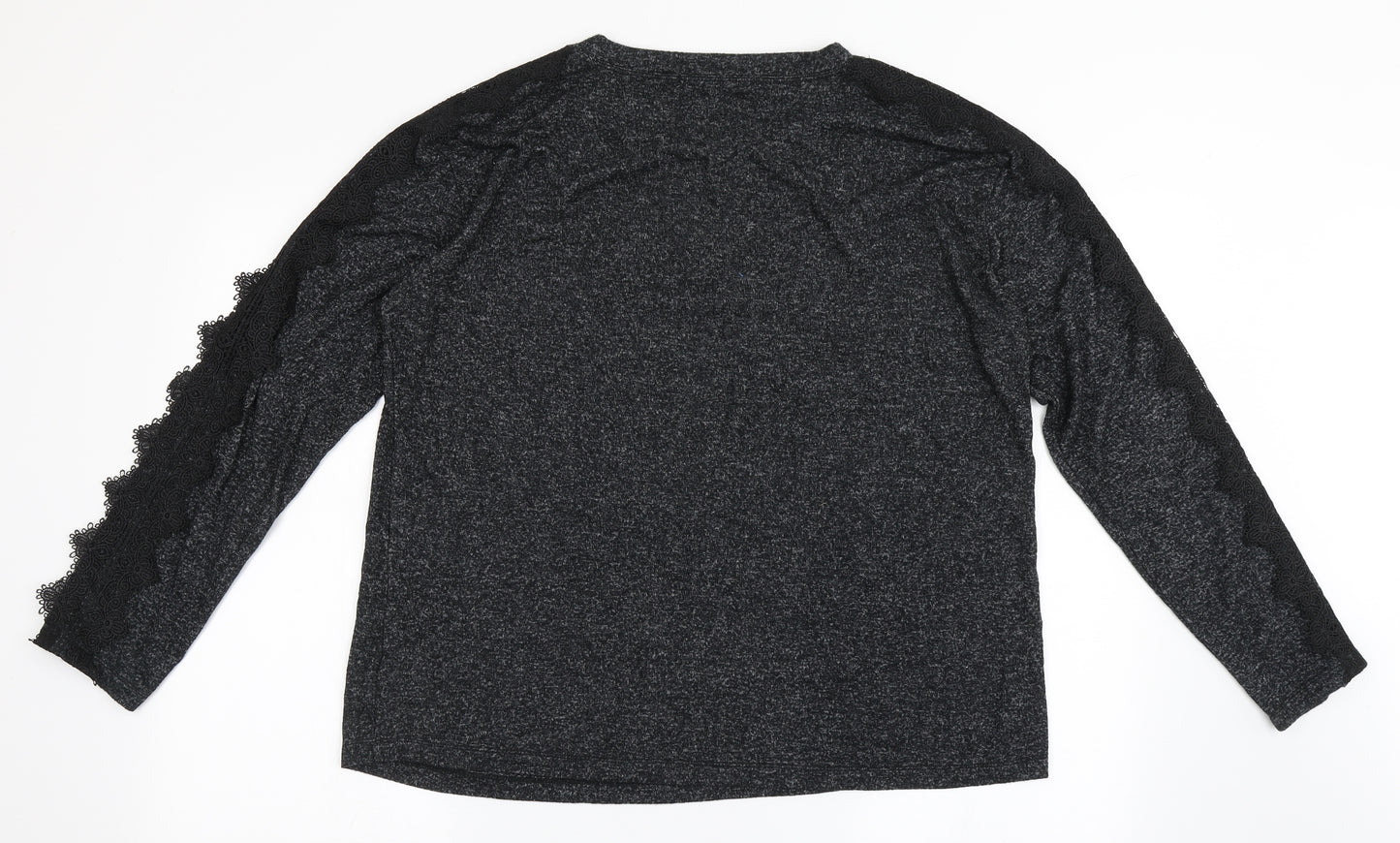 COIN 1804 Womens Black  Polyester Basic T-Shirt Size L Round Neck