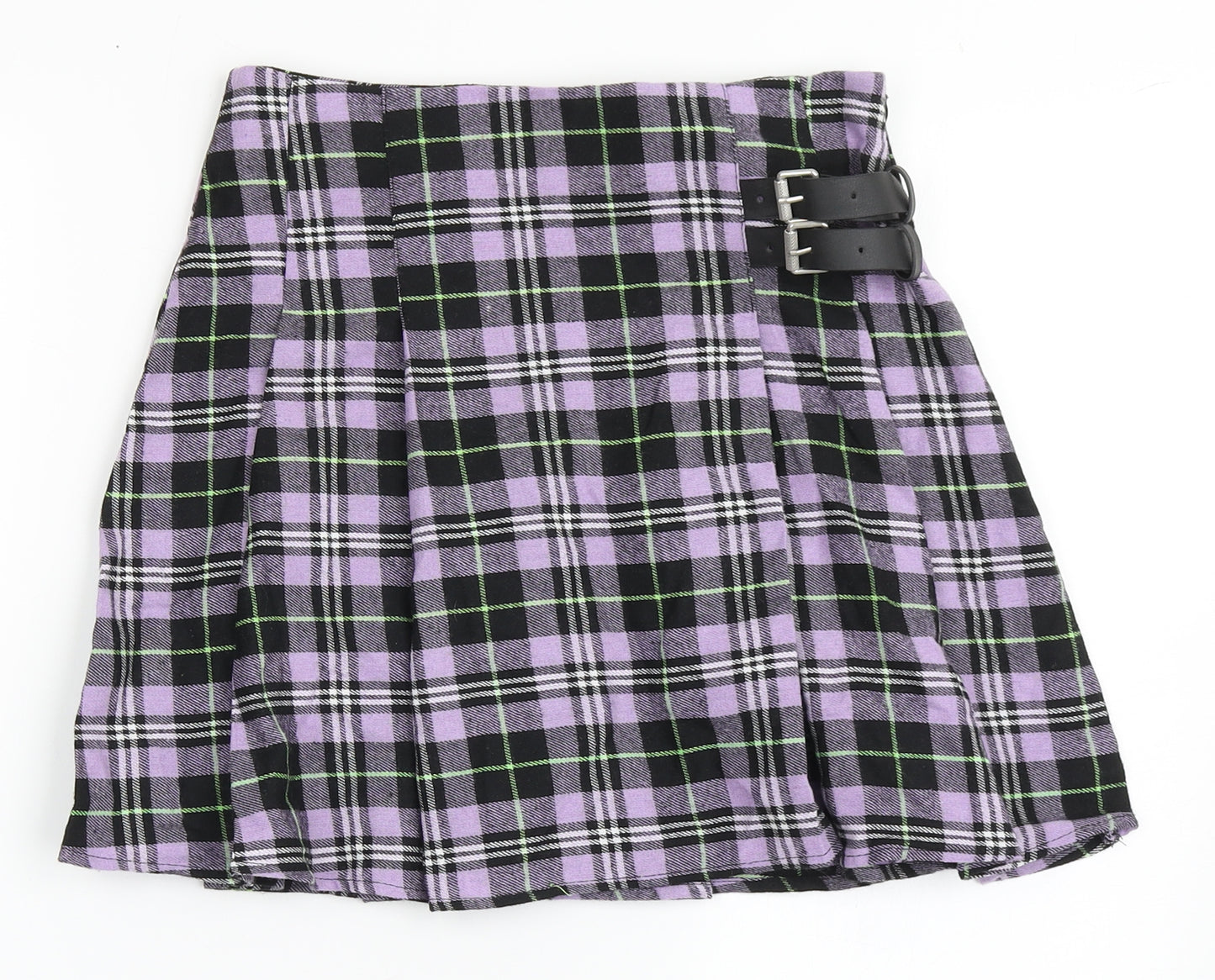 SheIn Womens Purple Check Polyester A-Line Skirt Size S