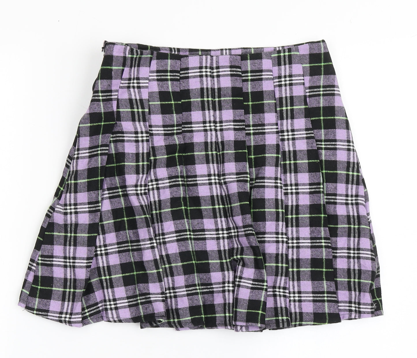 SheIn Womens Purple Check Polyester A-Line Skirt Size S