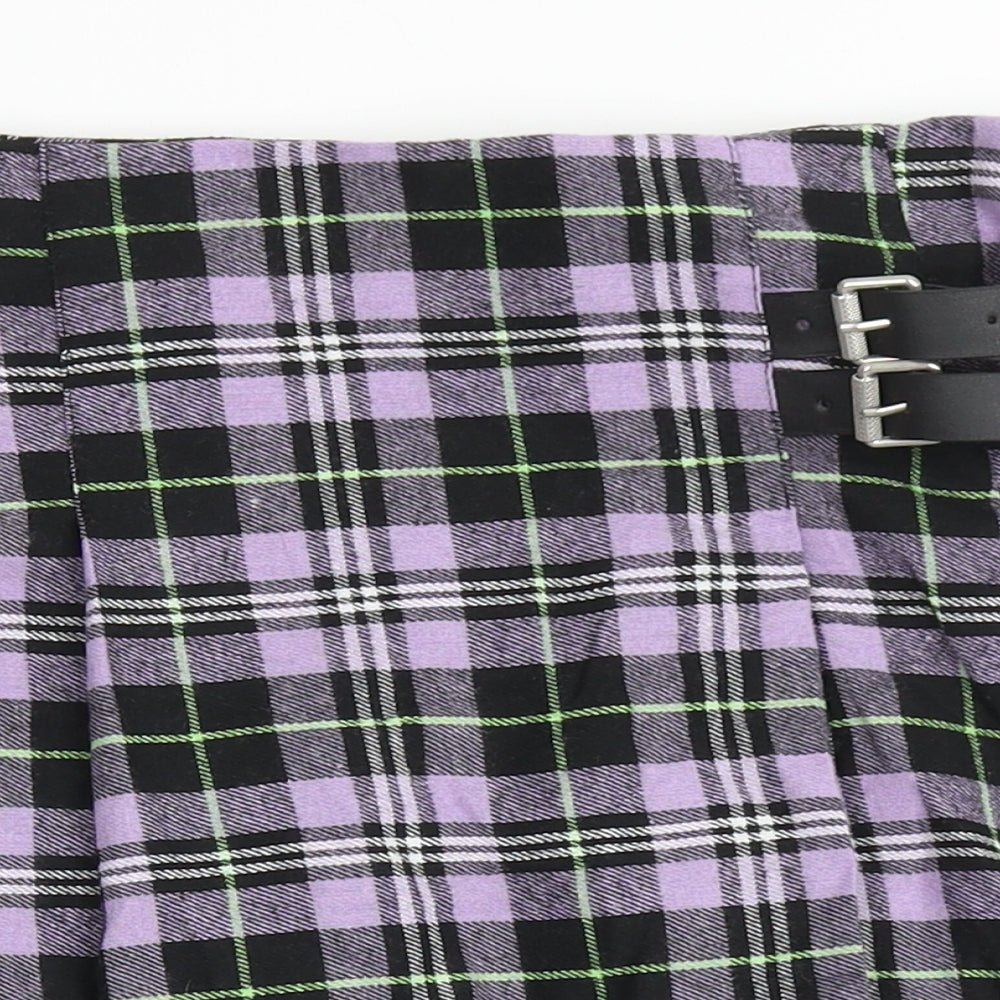 SheIn Womens Purple Check Polyester A-Line Skirt Size S
