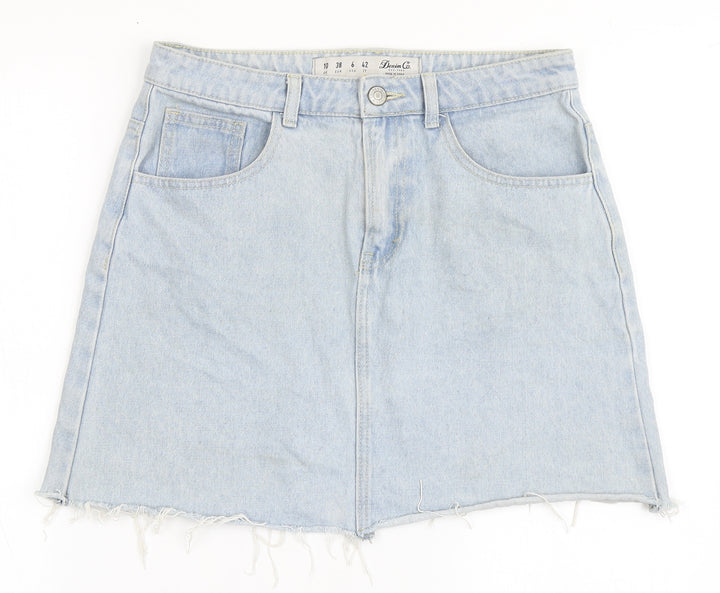 Denim Co Womens Blue Cotton A-Line Skirt Size 10 Button