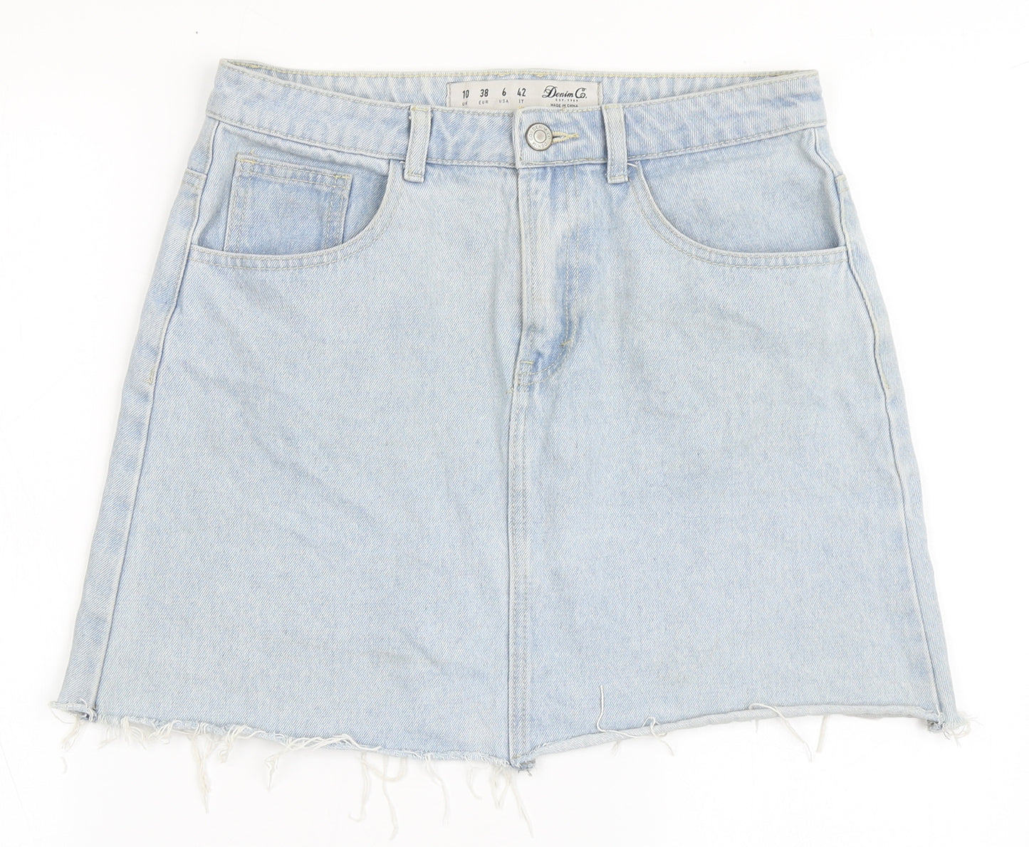 Denim Co Womens Blue  Cotton A-Line Skirt Size 10   Button