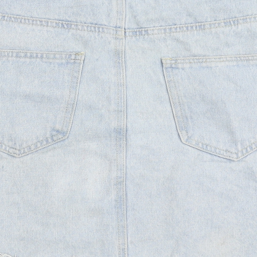 Denim Co Womens Blue  Cotton A-Line Skirt Size 10   Button