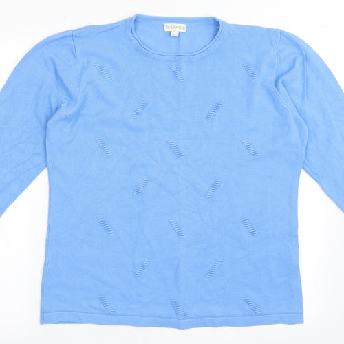 Paramour Womens Blue Round Neck  Viscose Pullover Jumper Size L