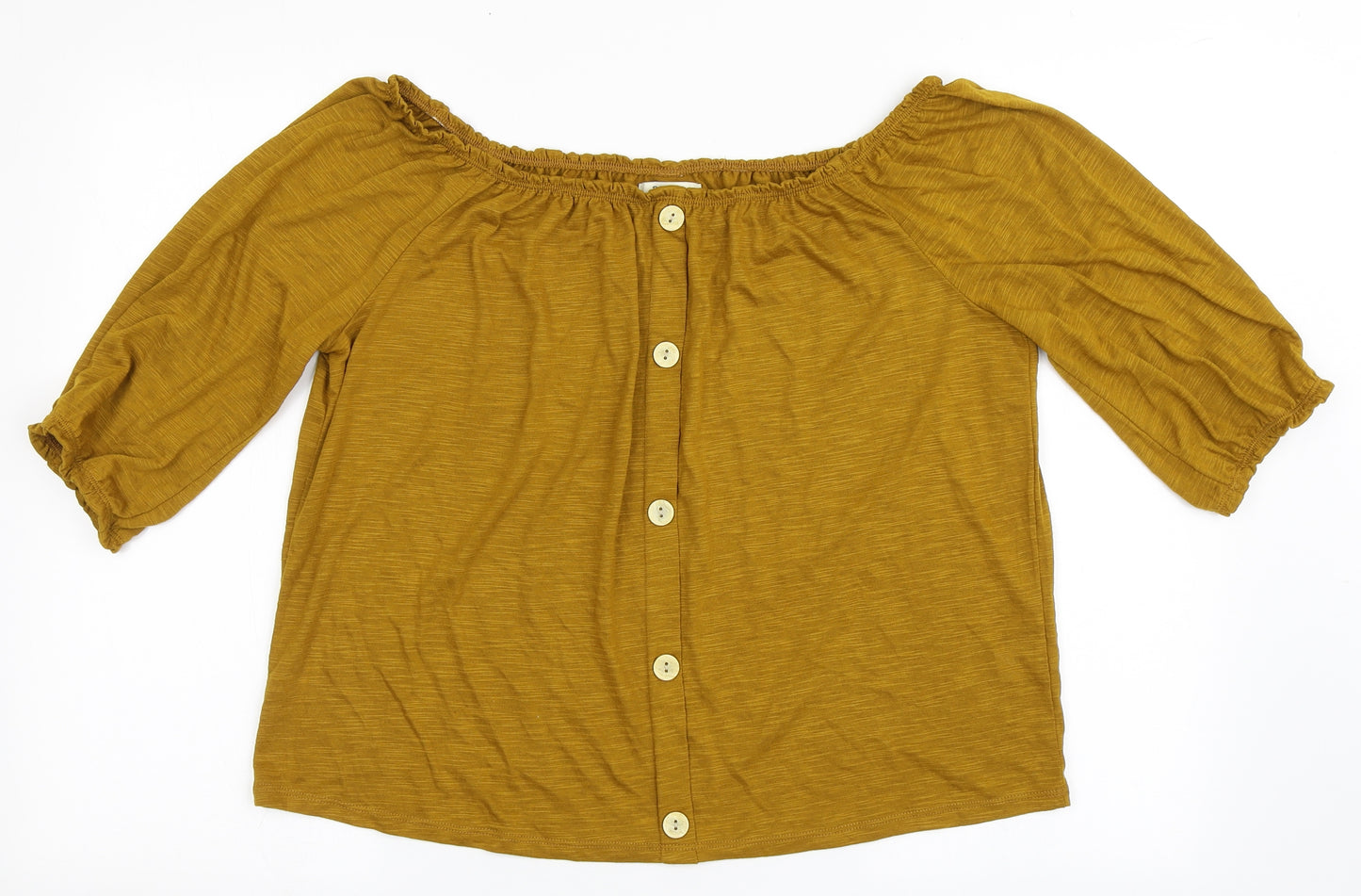 Papaya Womens Yellow  Polyester Basic T-Shirt Size 16 Off the Shoulder