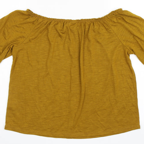 Papaya Womens Yellow  Polyester Basic T-Shirt Size 16 Off the Shoulder