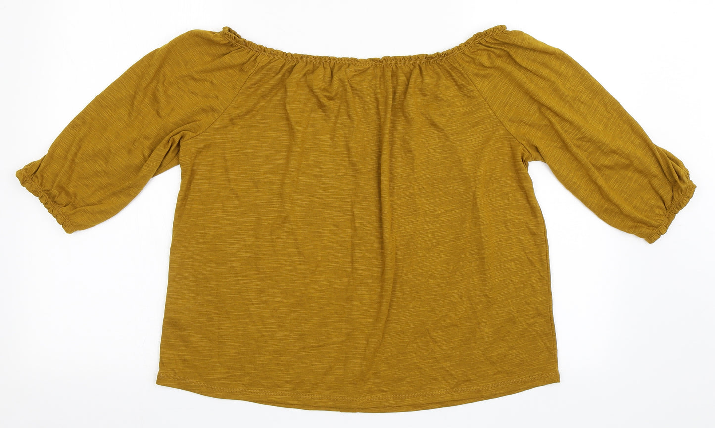 Papaya Womens Yellow  Polyester Basic T-Shirt Size 16 Off the Shoulder