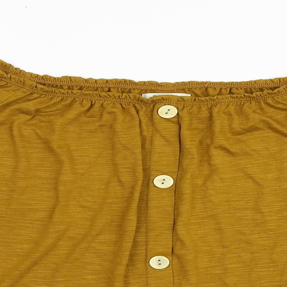 Papaya Womens Yellow  Polyester Basic T-Shirt Size 16 Off the Shoulder