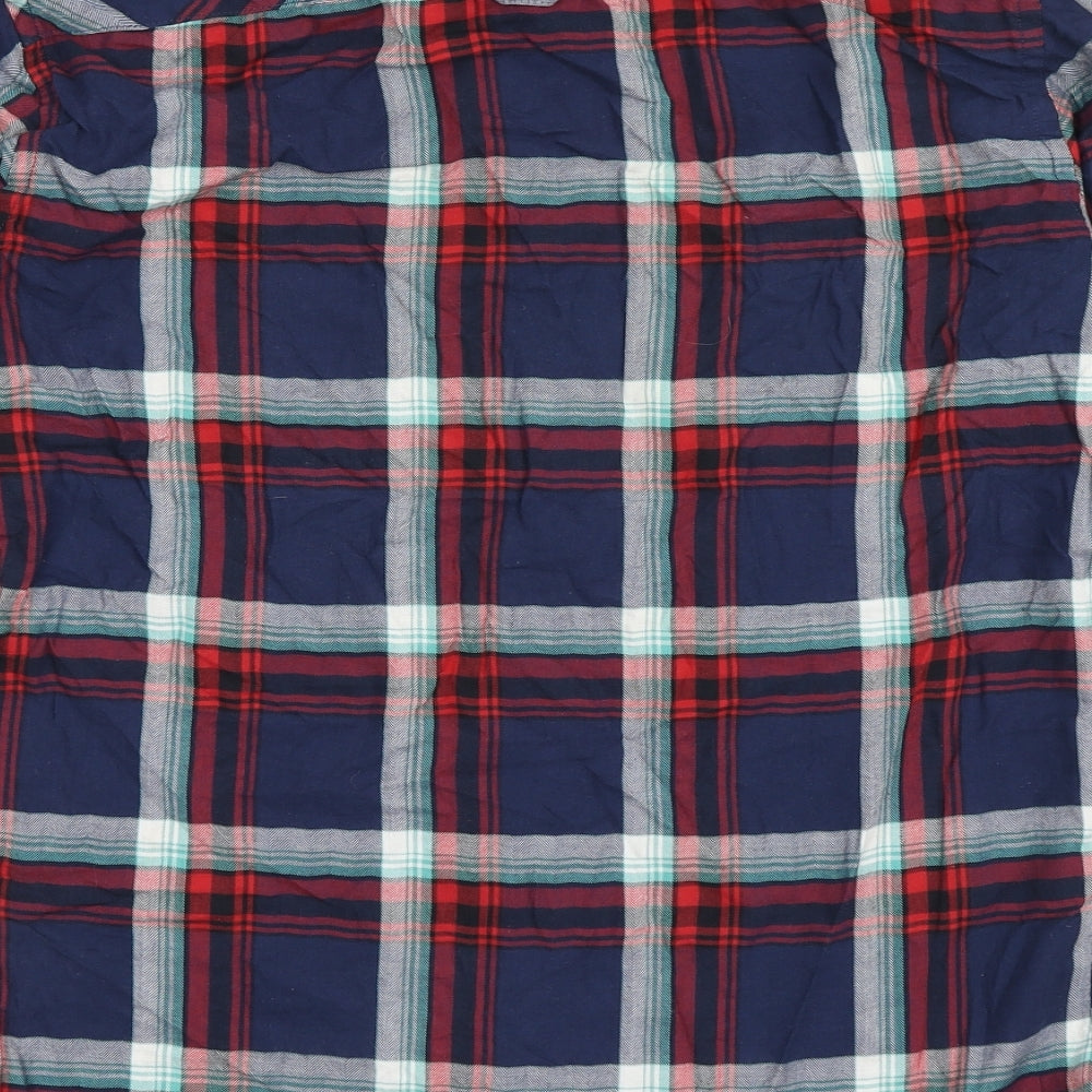 Minimum Mens Blue Check Cotton  Button-Up Size M Collared Buckle