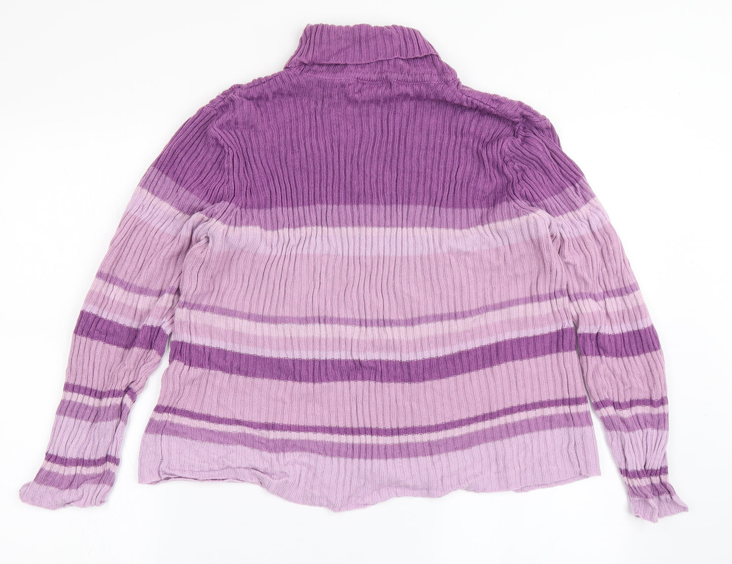 Bonmarché Womens Purple Roll Neck Striped Acrylic Pullover Jumper Size L