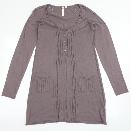 White Stuff Womens Purple Scoop Neck  Cotton Cardigan Jumper Size 12